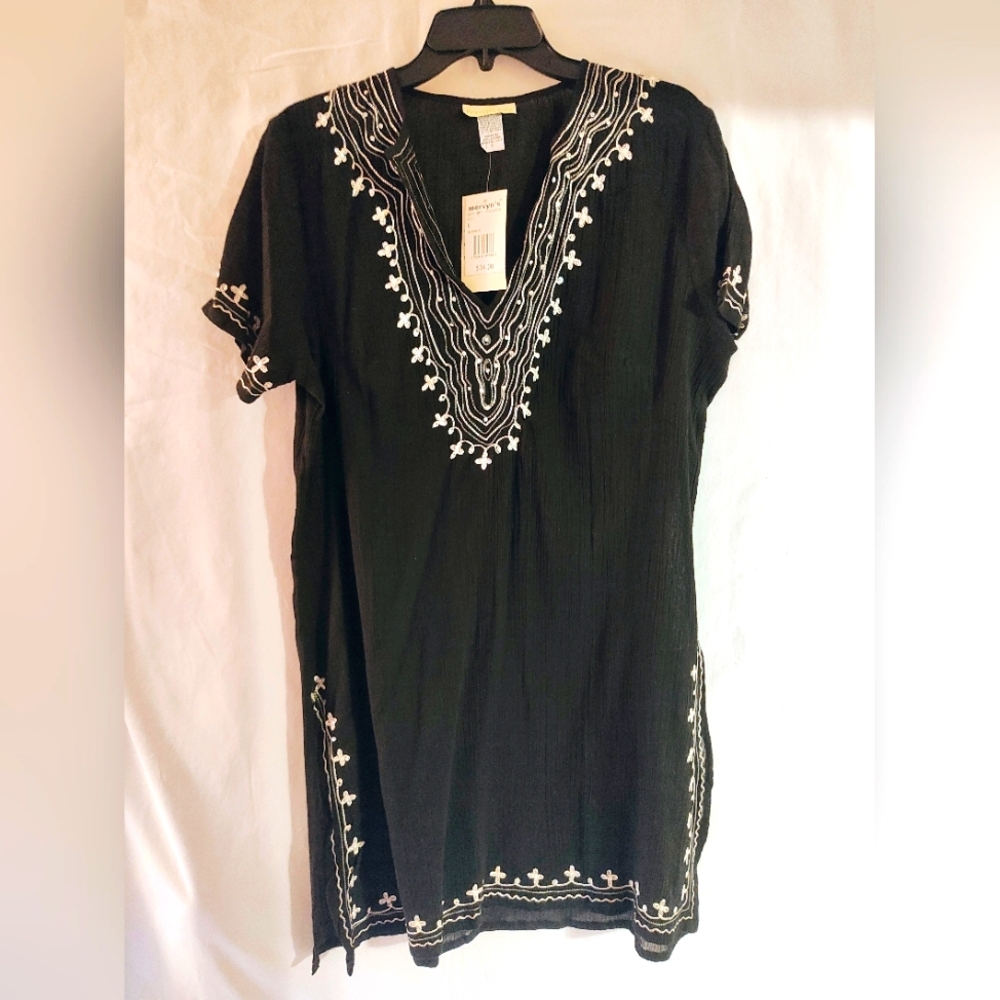 Black Embellished Short Sleeve Tunic